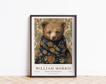 William Morris Print, Bear Print, William Morris Exhibition Poster, Vintage Floral Wall Art Gallery, Art Nouveau Home Decor