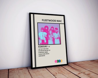 Fleetwood Mac Album Poster, Minimalist Print, Vintage 60s 70s 80s Rock Pop Concert Posters, Framed Music Wall Art Home Decor, Custom Gift