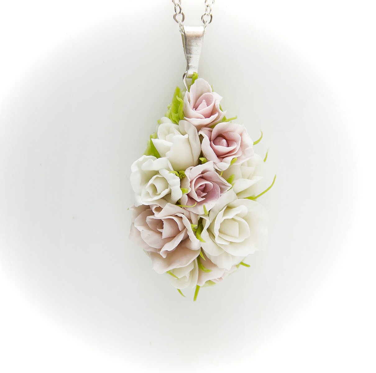 Pendant with flowers from polymer clay wedding pendant Etsy