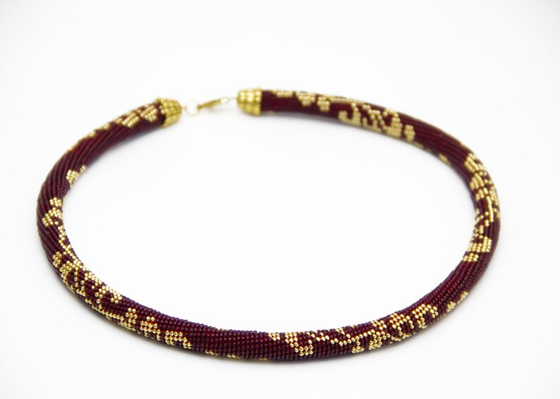 Beaded crochet necklace Burgundy wedding Bead crochet rope Statement Necklace Red necklace Burgundy Christmas Gift-for-Women Girlfriend-Gift