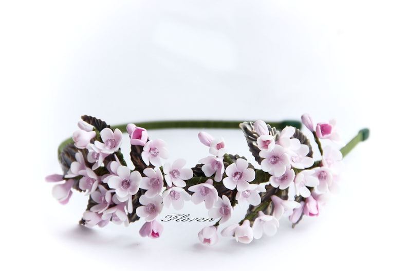 women gift Bridal hairpiece Bridal headband flowers girl crown Headband baby hair White Pink hair wedding Headband Flower hair accessory