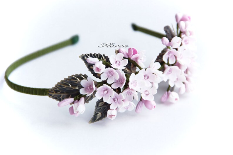 women gift Bridal hairpiece Bridal headband flowers girl crown Headband baby hair White Pink hair wedding Headband Flower hair accessory