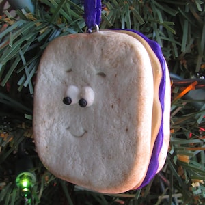 Peanut Butter & Jelly Christmas Ornament Sandwich Ornament Sandwich Charm Funny Food Ornament Food Ornament Funny Food PB and J PBJ Bread
