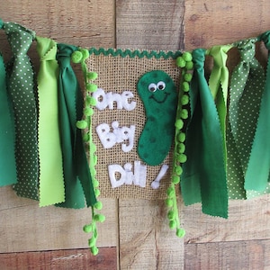 Pickle Birthday High Chair Banner One Big Dill Highchair Hamburger Birthday BBQ Cook Out Theme First Birthday Vintage Diner Custom Made