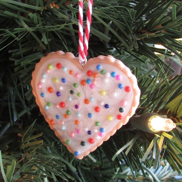 1 MINI Heart Ornament Sprinkled Heart Christmas Valentine's Day Small Ornament Sprinkled with Love Sugar Cookie Heart Bakery Gift Love Cute