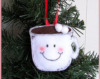 Hot Chocolate Ornament, Hot Cocoa Ornament, Chirstmas Ornament, Hot Chocolate, Cocoa, Felt Ornament, Unique Ornament, Cocoa Joe, Marshmallow