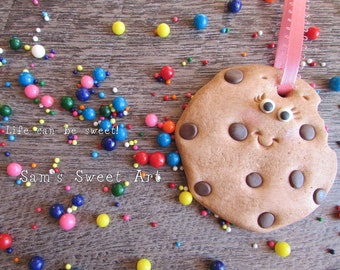 Chocolate Chip Cookie Ornament Funny Food Christmas Ornament Bakery Baker Cookie Lover Gift Unique Ornament Cookie Charm Decor Party Smile