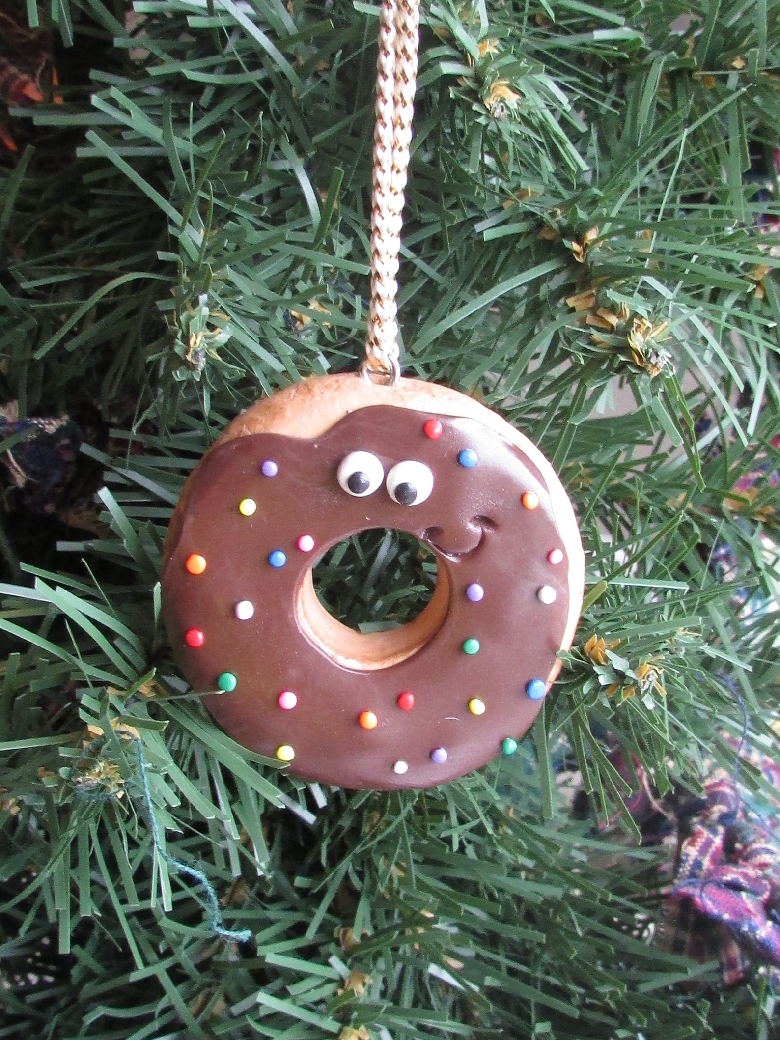 Donut Christmas Ornament Chocolate Donut Ornament Christmas Etsy