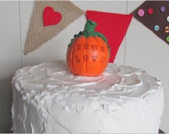 True Love Pumpkin Wedding Cake Topper, Fall Wedding, Fall Anniversary Gift, Fall Wedding Anniversary, Pumpkin Cake Topper, True Love, Fall