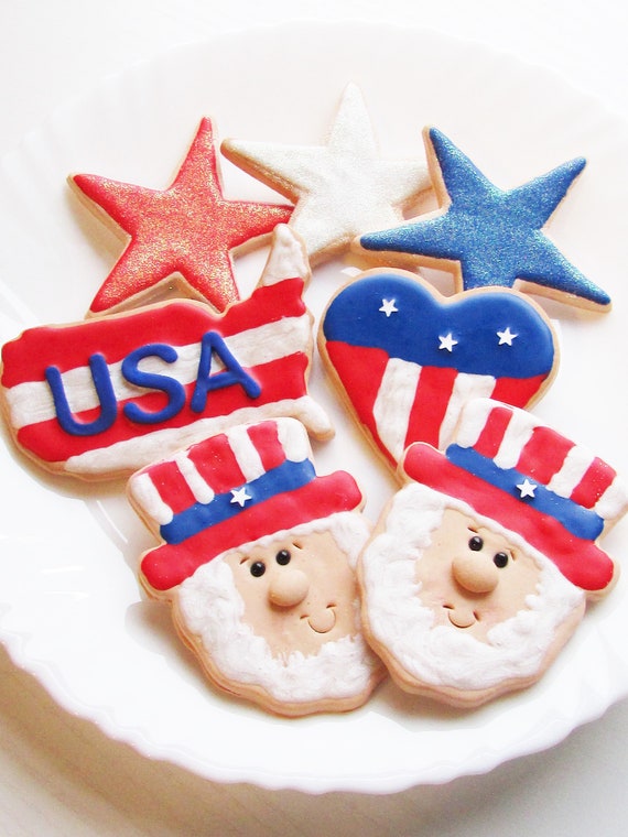 Fake Patriotic USA Cookies Faux Cookies for Display Stars Uncle Sam