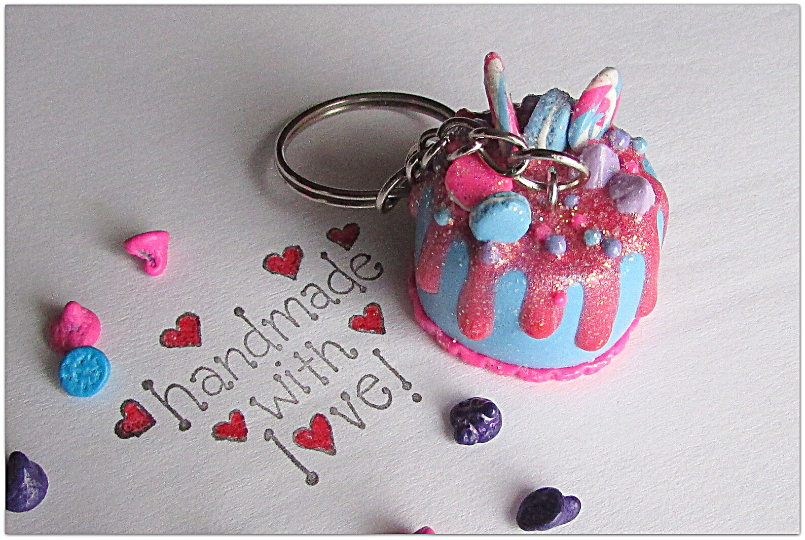 Cake Keychain Birthday Cake Keychain Dessert Keychain Baker Etsy