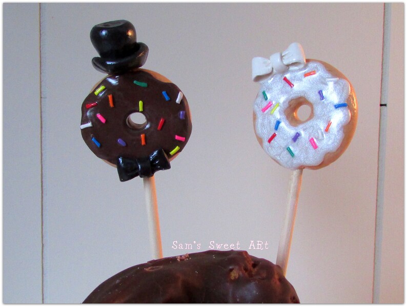 Doughnut Bride & Groom Wedding Cake Topper, Doughnut Wedding Cake Topper, Doughnuts Cake Topper, Doughnut Wedding, Doughnut Bride, Doughnuts image 7