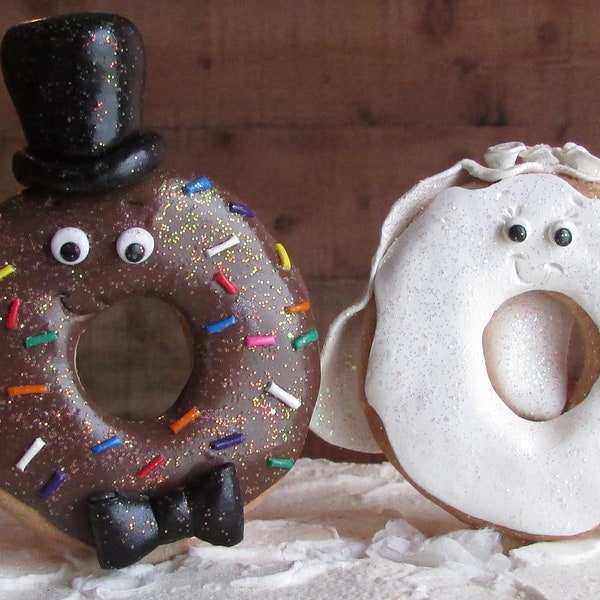 Glitter Doughnut Bride & Groom Wedding Cake Topper Donut Wedding Topper Doughnut Wedding Donut Cake Topper Glitter Sprinkles Jimmies Donut