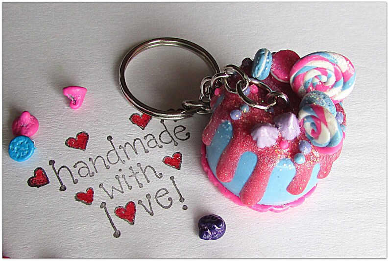 Cake Keychain Birthday Cake Keychain Dessert Keychain Baker Etsy