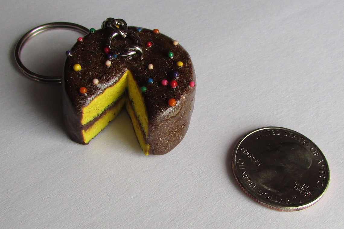 Cake Keychain Birthday Cake Keychain Dessert Keychain Baker Etsy