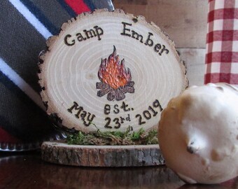 Camping Cake Topper Camping Theme Birthday Campfire Birthday Cake Topper Wood Slice Woodland Smash Cake Rustic Country Camp Lumberjack Smore