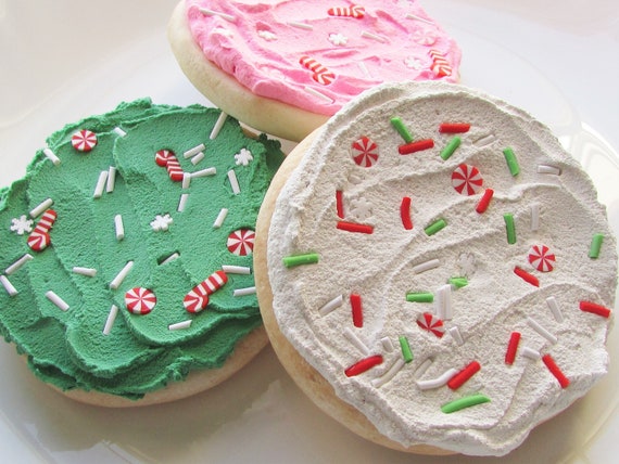 Christmas Fake Sugar Cookies For Display Faux Cookie Food Prop Bakery Decor Photo Shoot Staging Home Decor Cookie Buttercream Sprinkles Il_570xn