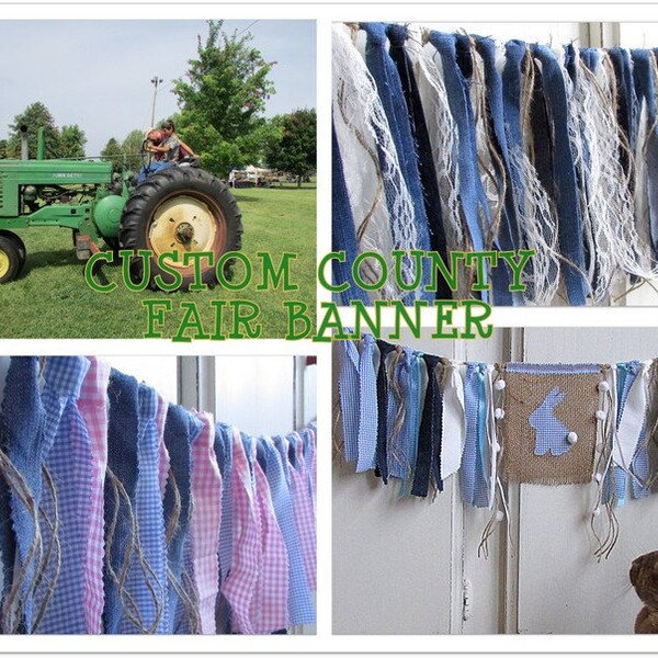 Custom County Fair Banner Garland Fabric Banner Personalized Banner for County Fair 4H Farm Show Decor Agricultural Show Fair Farm Animals