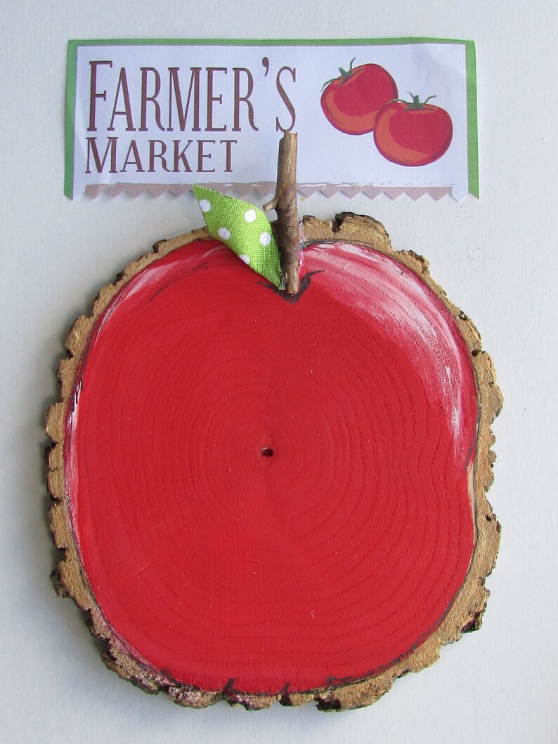 Apple Theme Tiered Tray Decor Painted Wood Slice Fruit Home Etsy