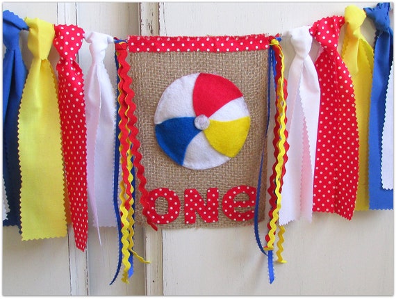Beach Ball High Chair Highchair Banner First Birthday