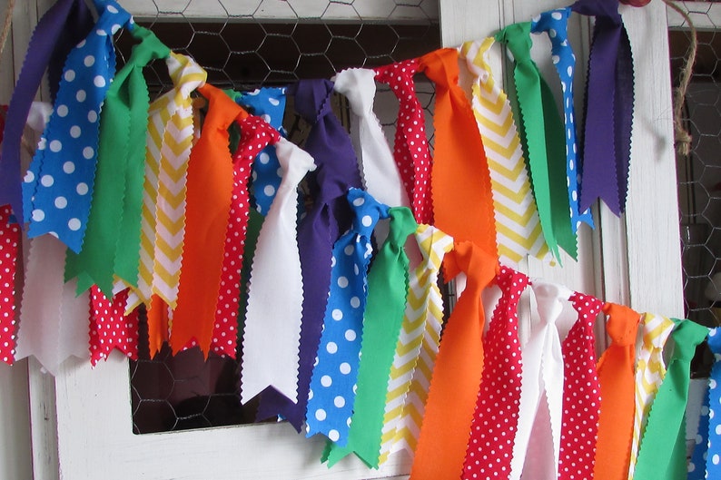 Rainbow Rag Tie Banner Rainbow Garland Rainbow Fabric Banner Etsy
