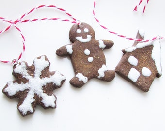 MINI Gingerbread Cookie Ornaments Small Christmas Cookie Ornament Gift Cookie Cutouts Traditional Mini Tree Charm Snowman Gingerbread Star S