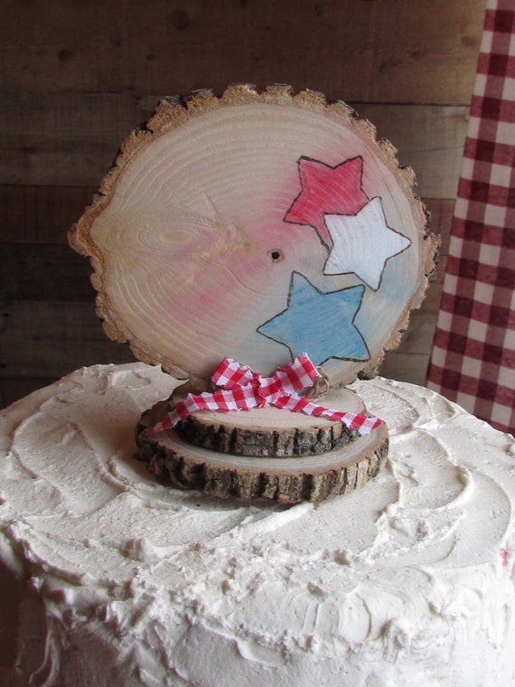Red White And Blue Wedding Cake Topper American Stars Etsy