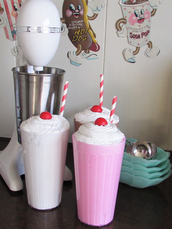 Fake Milkshake For Display Faux Food Drink Prop 50 S Diner Decor Photo Shoot Realistic Milk Shake Home Decor Vintage Retro Malt Shop The Hop By Samantha S Sweets Catch My Party