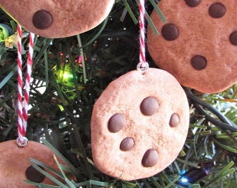 1 MINI Cookie Ornaments Chocolate Chip Christmas Ornament Mini Ornaments Food Charm Milk & Cookies Party Funny Food Baker Bakery Sweets Gift