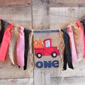 Pink Gold Pumpkin High Chair Banner - 1st Birthday Girl Halloween Photo Prop Decorations