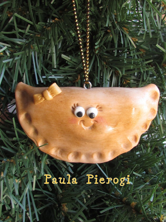 Pierogi Christmas Ornament, Pittsburgh Ornament, Pierogi Charm, Funny Food Ornament, Food Ornament, Funny Food, Polish Food, Black & Gold Il_570xn