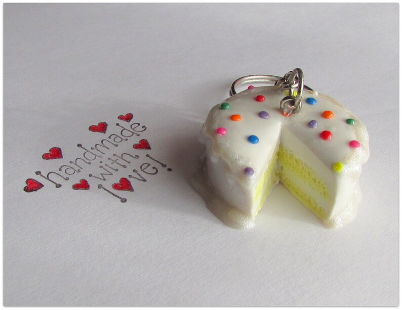 Cake Keychain Birthday Cake Keychain Dessert Keychain Baker Etsy