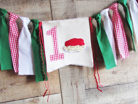 Spaghetti Birthday High Chair Banner Highchair Decor Italian Fabric Garland 1st Birthday Photo Prop Smash Cake Pasta Meatballs Little Italy Il_570xn