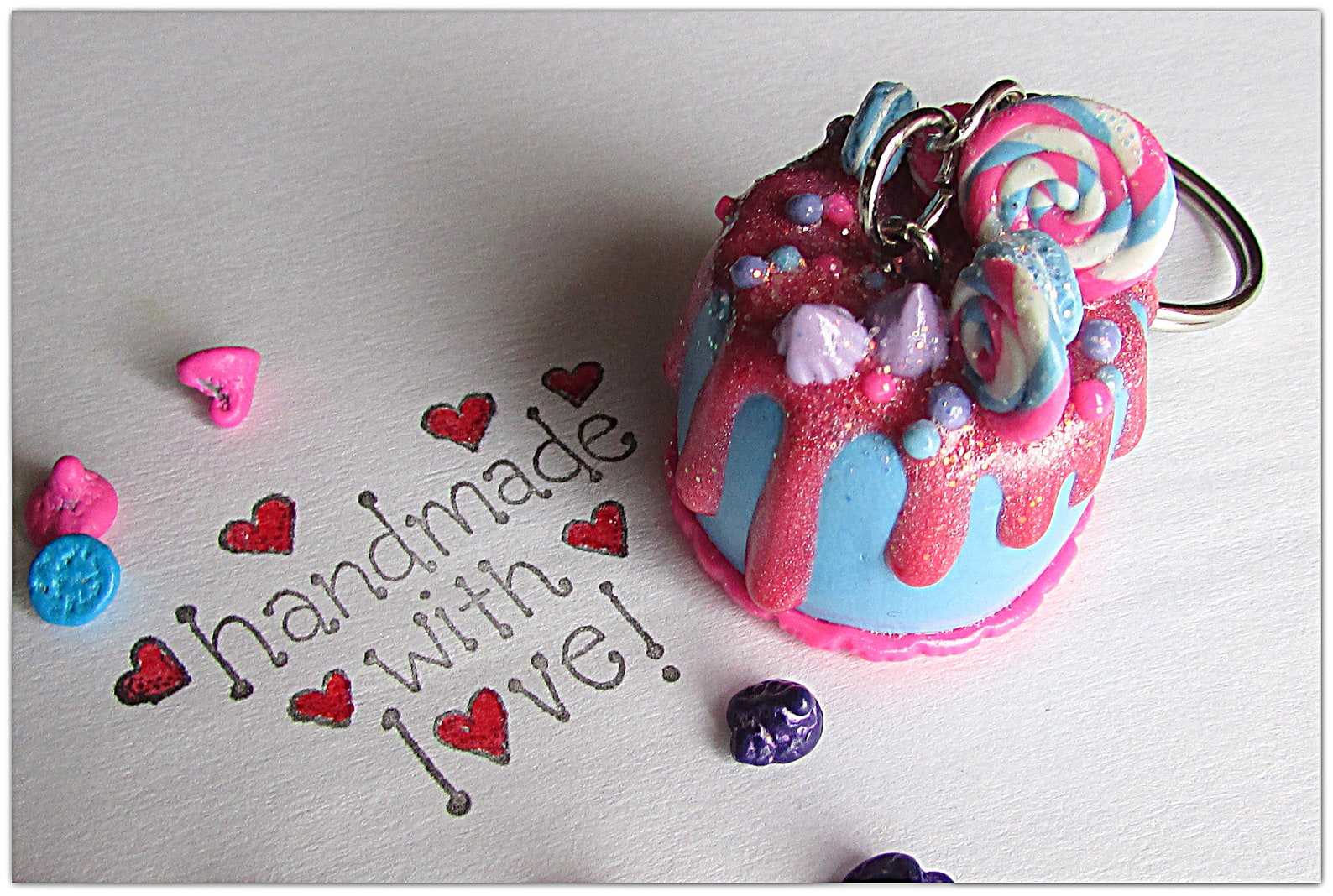 Cake Keychain Birthday Cake Keychain Dessert Keychain Baker Etsy