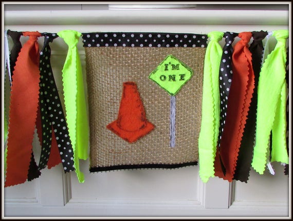 Construction First Birthday Banner, Construction Birthday, Construction Party, Construction High Chair Banner, Boys First Birthday, Truck Il_570xn