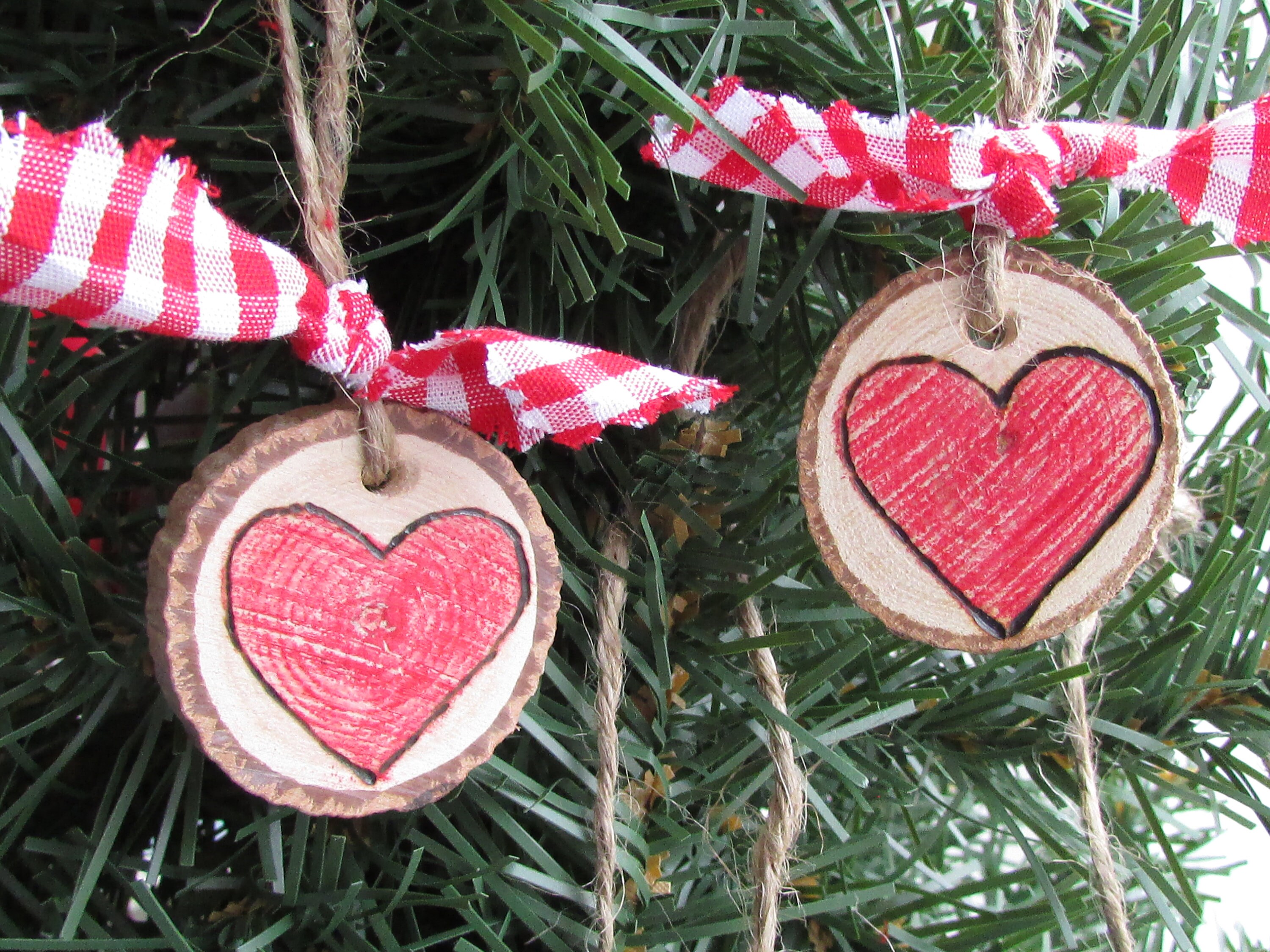 1 MINI Valentines Ornaments Wood Slice Heart Ornament Etsy