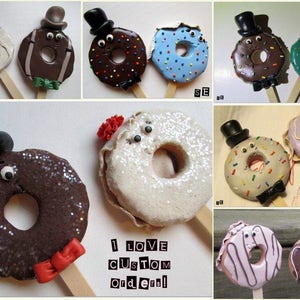 Custom Doughnut Bride & Groom Wedding Cake Toppers, Custom Wedding Toppers, Doughnut Wedding, Donut Cake Toppers, Custom Doughnut Wedding image 5