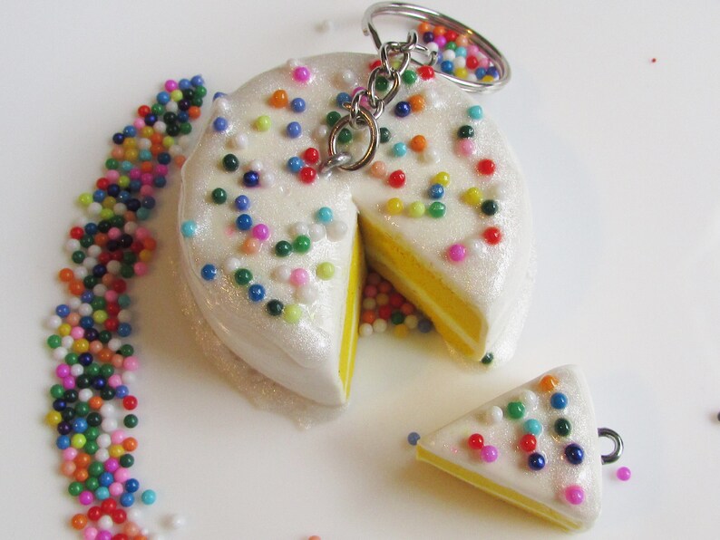 Cake Keychain Birthday Cake Keychain Dessert Keychain Baker Etsy