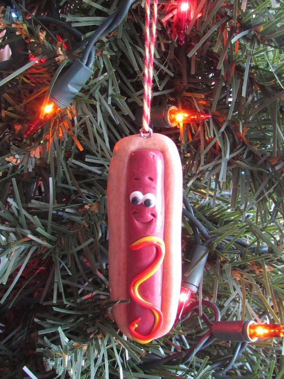 Hot Dog Christmas Ornament, Hot Dog Ornament, Hot Dog Charm, Funny Food Ornament, Food Ornament, Cute Hot Dog Ornament, Funny Food, Hot Dog Il_570xn