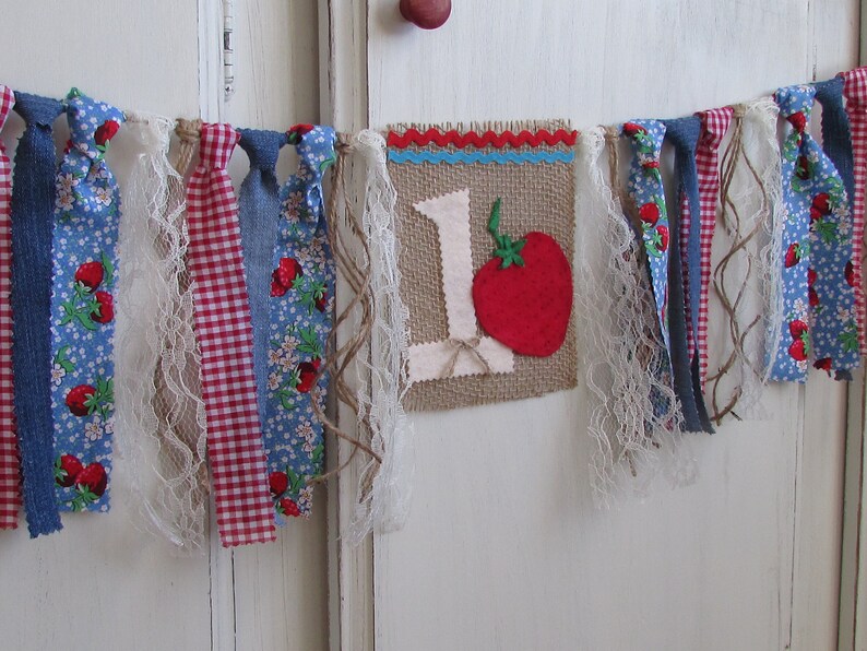 Strawberry Party Strawberry Birthday Banner Farmers Market Strawberry Decorations Berry Strawberry Shortcake Strawberry First Birthday