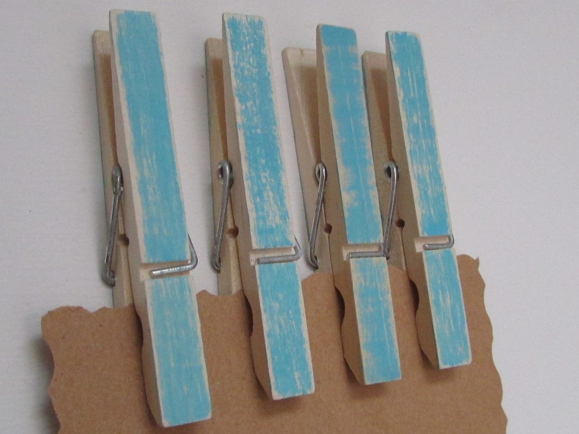 Decorative Clothespins Blue Distressed Clothespins Blue - Etsy