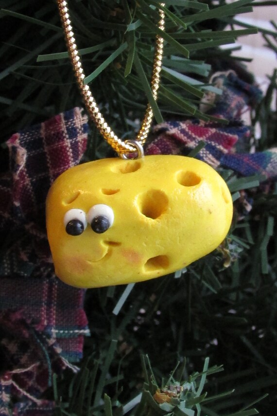 Cheesy Christmas Ornament Block of Cheese Ornament Cheesy Charm Funny Food Ornament Food Ornament Funny Mouse Ornament Swiss Cheddar Cheese Il_570xn