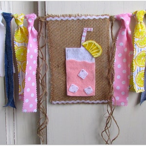 Lemonade High Chair Banner Pink Lemonade First Birthday Garland Yellow Pink Farmers Market Party Summer Birthday Lemonade Stand Decor Lemon image 4