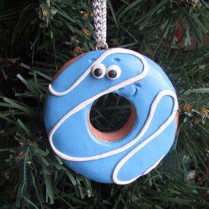 Donut Christmas Ornament, Donut Ornament Doughnut Ornament Frosted Donut, Donut, Unique Ornaments, Food Ornament, Bakery Ornament Blue Donut