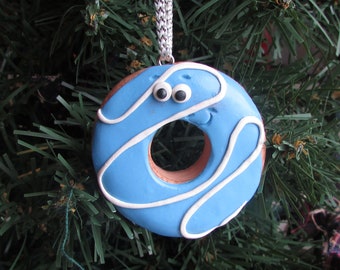 Donut Christmas Ornament, Donut Ornament Doughnut Ornament Frosted Donut, Donut, Unique Ornaments, Food Ornament, Bakery Ornament Blue Donut