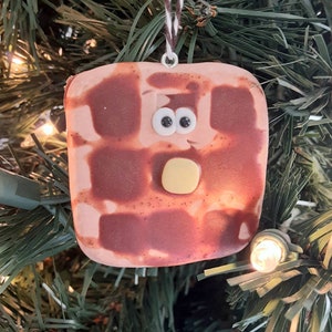 Waffle Christmas Ornament Breakfast Food Christmas Ornament Unique Ornament Waffle Breakfast Ornament Funny Food Foodie Food Ornament Butter