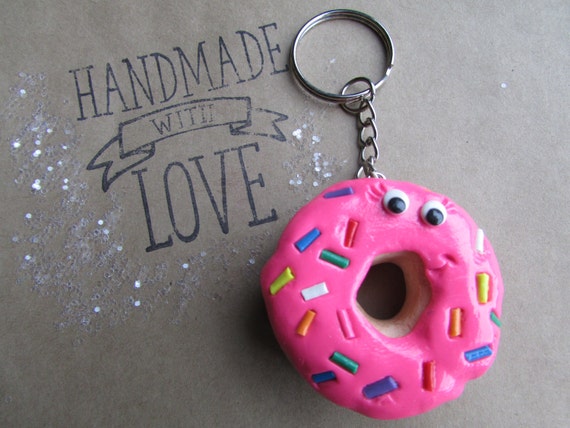 Donut Key Chain Donut Key Ring Donut Bookbag Charm Donut Charm