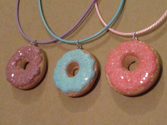 Donut Charm Necklace Pink Frosted Donut Blue Donut Purple Donut Donut Jewelry Donut Party Favor Donut Party Doughnut Accessory Kids Gift Il_570xn