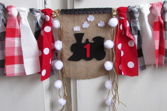 Train High Chair Banner Choo ChooTrain Garland Fabric Banner Photo Prop Christmas First Birthday Winter Vintage Train Winter Onederland One Il_570xn