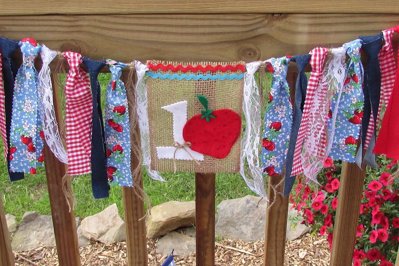 Strawberry Party Strawberry Birthday Banner Farmers Market Strawberry Decorations Berry Strawberry Shortcake Strawberry First Birthday